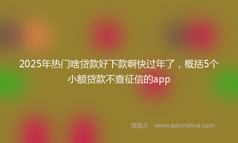2025年热门啥贷款好下款啊快过年了，概括5个小额贷款不查征信的app