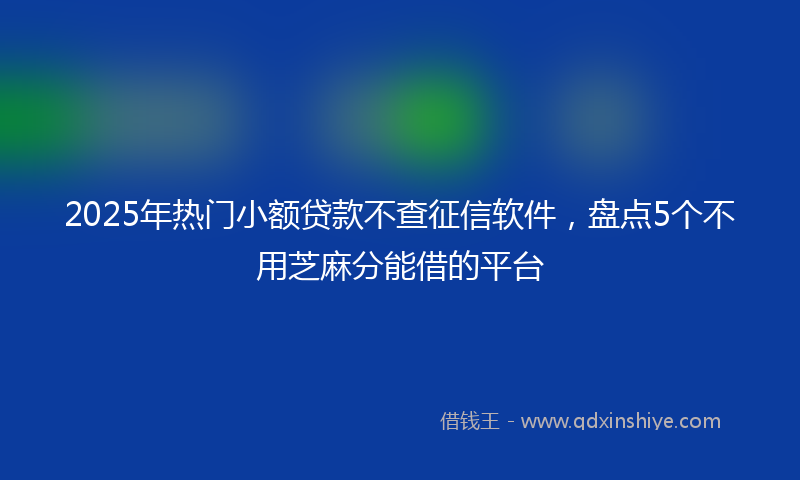 2025年热门小额贷款不查征信软件，盘点5个不用芝麻分能借的平台