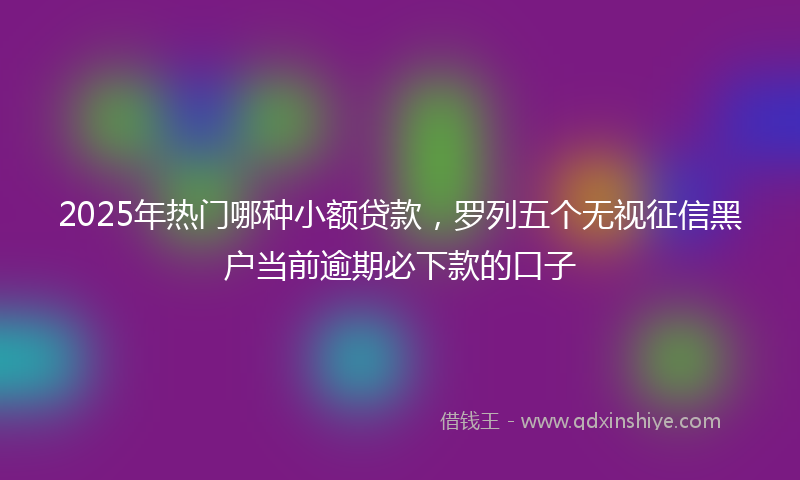 2025年热门哪种小额贷款，罗列五个无视征信黑户当前逾期必下款的口子