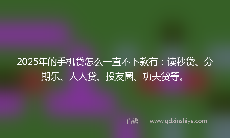 2025年的手机贷怎么一直不下款有：读秒贷、分期乐、人人贷、投友圈、功夫贷等。