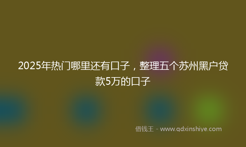 2025年热门哪里还有口子，整理五个苏州黑户贷款5万的口子