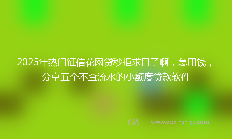 2025年热门征信花网贷秒拒求口子啊，急用钱，分享五个不查流水的小额度贷款软件