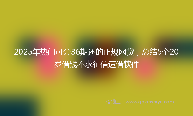 2025年热门可分36期还的正规网贷，总结5个20岁借钱不求征信速借软件
