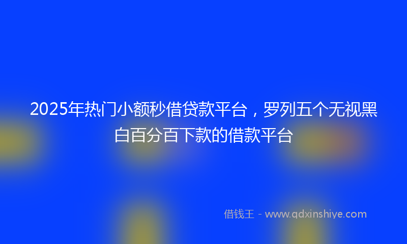 2025年热门小额秒借贷款平台，罗列五个无视黑白百分百下款的借款平台
