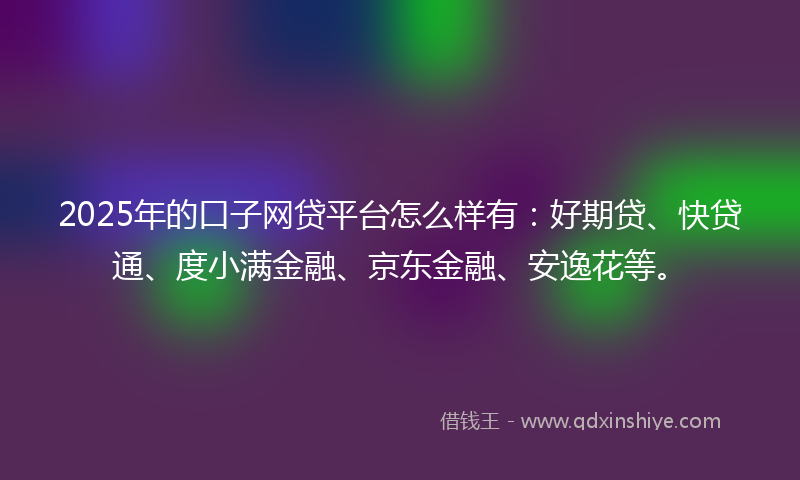 2025年的口子网贷平台怎么样有：好期贷、快贷通、度小满金融、京东金融、安逸花等。