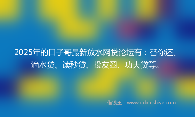 2025年的口子哥最新放水网贷论坛有：替你还、滴水贷、读秒贷、投友圈、功夫贷等。