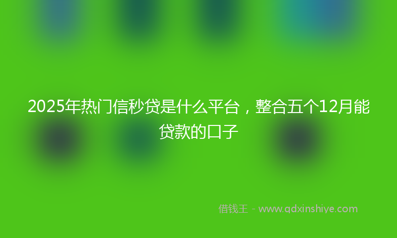 2025年热门信秒贷是什么平台，整合五个12月能贷款的口子
