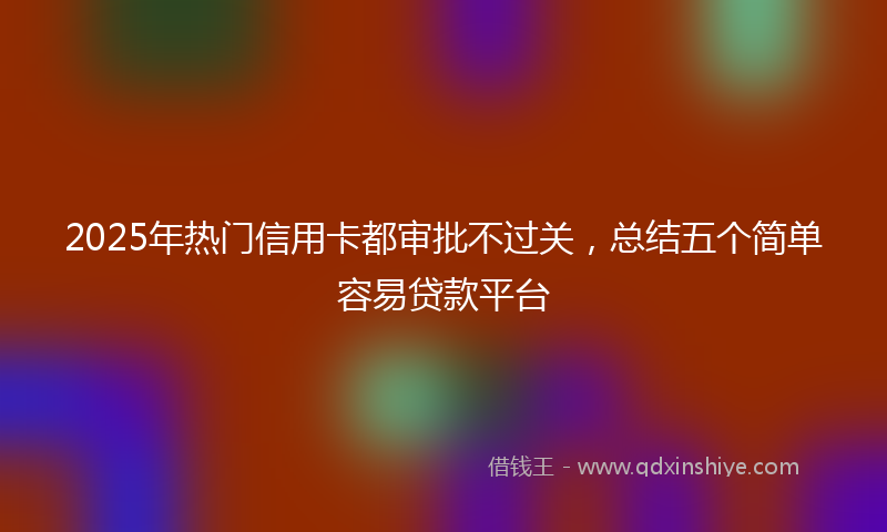 2025年热门信用卡都审批不过关，总结五个简单容易贷款平台