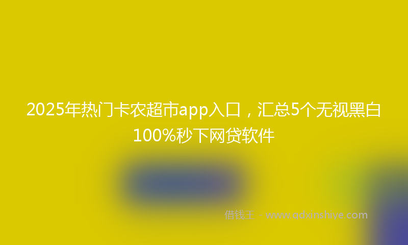 2025年热门卡农超市app入口，汇总5个无视黑白100%秒下网贷软件