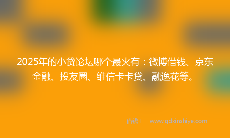 2025年的小贷论坛哪个最火有：微博借钱、京东金融、投友圈、维信卡卡贷、融逸花等。