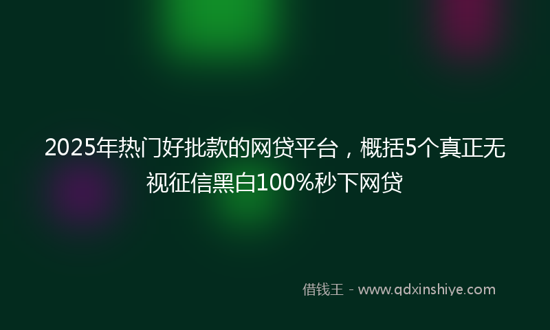 2025年热门好批款的网贷平台，概括5个真正无视征信黑白100%秒下网贷