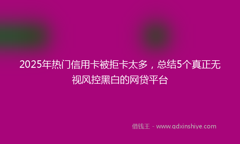 2025年热门信用卡被拒卡太多，总结5个真正无视风控黑白的网贷平台