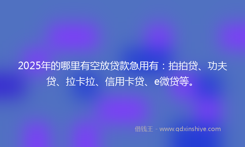2025年的哪里有空放贷款急用有：拍拍贷、功夫贷、拉卡拉、信用卡贷、e微贷等。