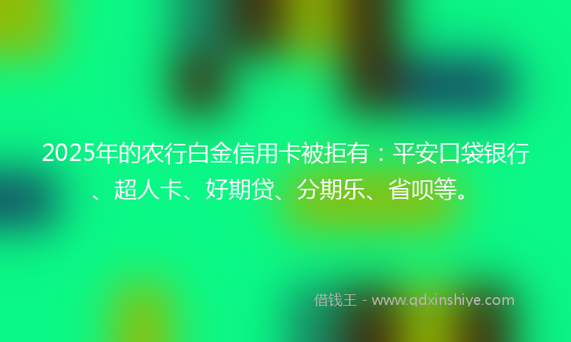 2025年的农行白金信用卡被拒有：平安口袋银行、超人卡、好期贷、分期乐、省呗等。
