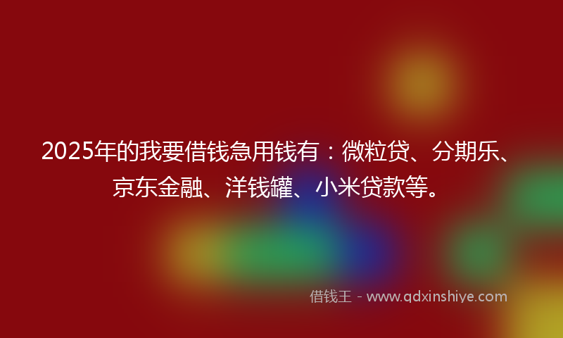 2025年的我要借钱急用钱有：微粒贷、分期乐、京东金融、洋钱罐、小米贷款等。