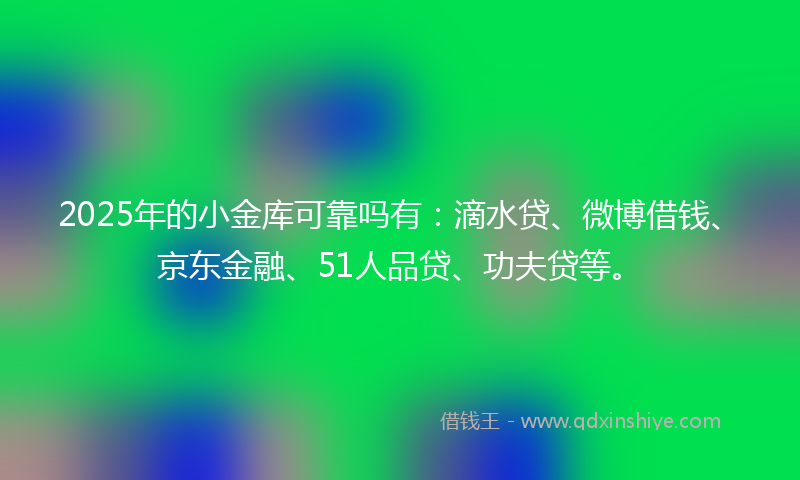 2025年的小金库可靠吗有：滴水贷、微博借钱、京东金融、51人品贷、功夫贷等。