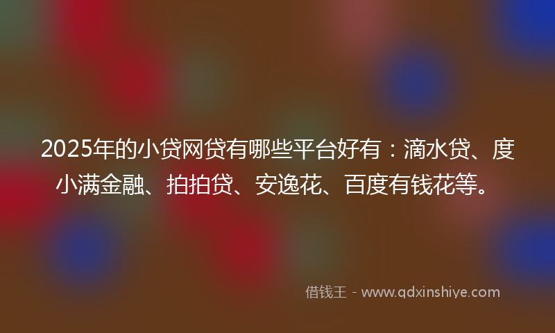 2025年的小贷网贷有哪些平台好有：滴水贷、度小满金融、拍拍贷、安逸花、百度有钱花等。