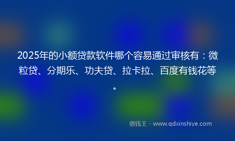 2025年的小额贷款软件哪个容易通过审核有：微粒贷、分期乐、功夫贷、拉卡拉、百度有钱花等。