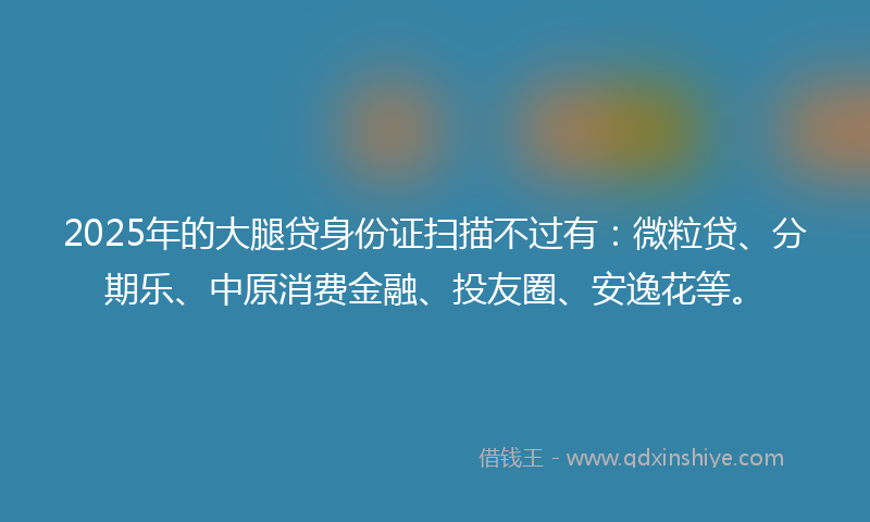 2025年的大腿贷身份证扫描不过有：微粒贷、分期乐、中原消费金融、投友圈、安逸花等。