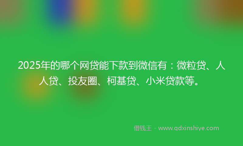 2025年的哪个网贷能下款到微信有：微粒贷、人人贷、投友圈、柯基贷、小米贷款等。