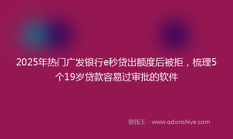 2025年热门广发银行e秒贷出额度后被拒，梳理5个19岁贷款容易过审批的软件
