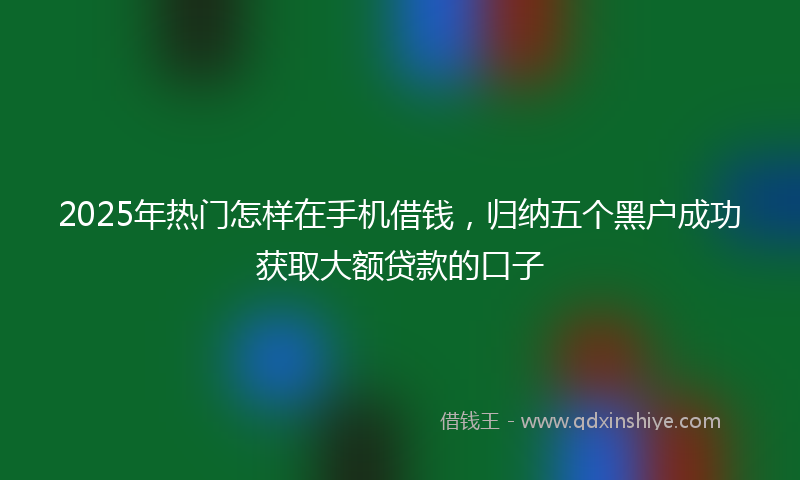 2025年热门怎样在手机借钱，归纳五个黑户成功获取大额贷款的口子