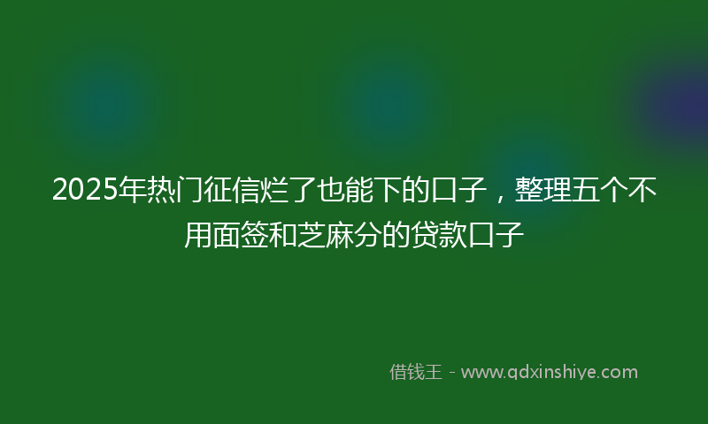 2025年热门征信烂了也能下的口子，整理五个不用面签和芝麻分的贷款口子