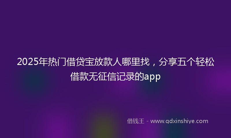 2025年热门借贷宝放款人哪里找，分享五个轻松借款无征信记录的app