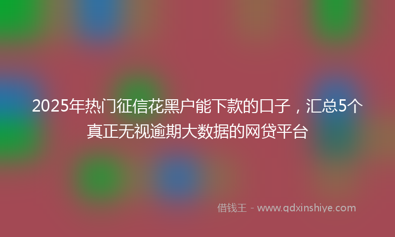 2025年热门征信花黑户能下款的口子，汇总5个真正无视逾期大数据的网贷平台