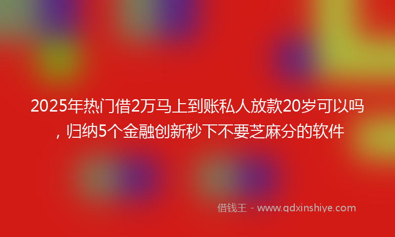 2025年热门借2万马上到账私人放款20岁可以吗，归纳5个金融创新秒下不要芝麻分的软件