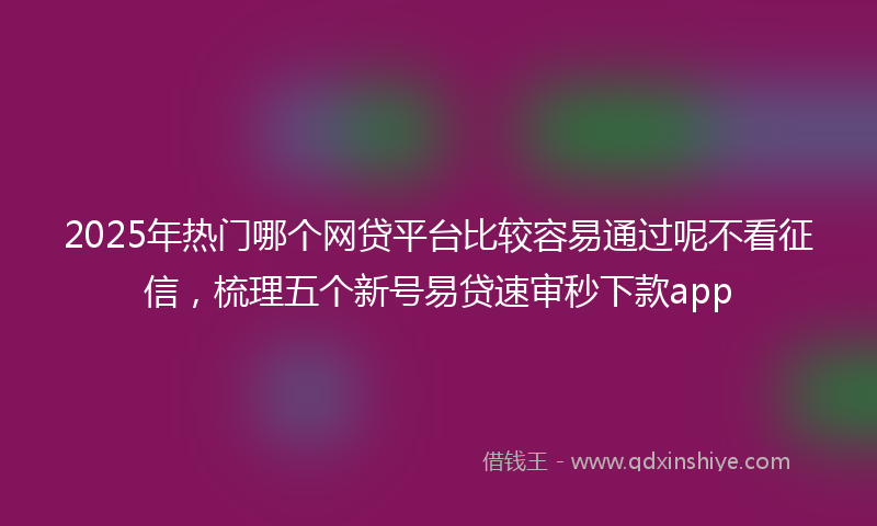 2025年热门哪个网贷平台比较容易通过呢不看征信，梳理五个新号易贷速审秒下款app