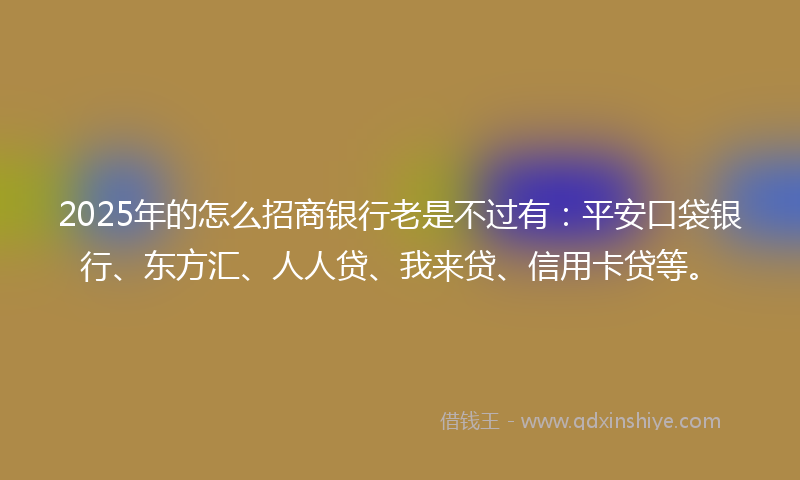 2025年的怎么招商银行老是不过有：平安口袋银行、东方汇、人人贷、我来贷、信用卡贷等。