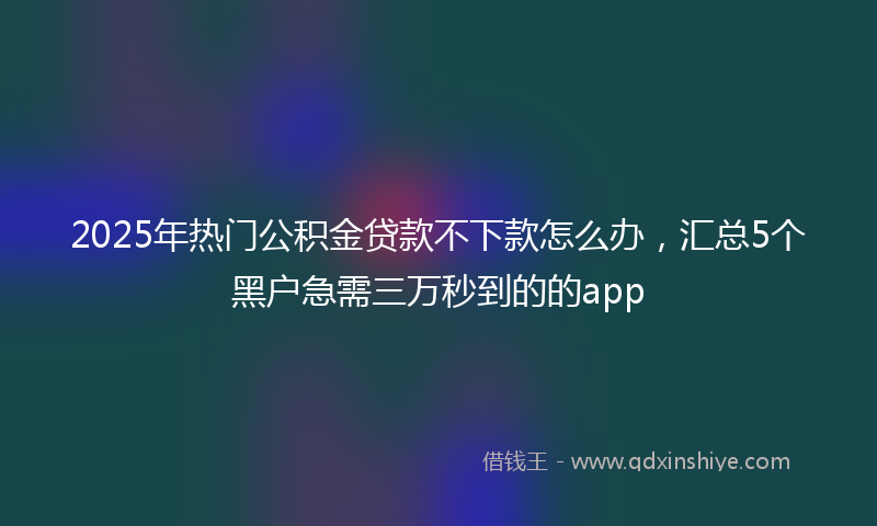 2025年热门公积金贷款不下款怎么办，汇总5个黑户急需三万秒到的的app
