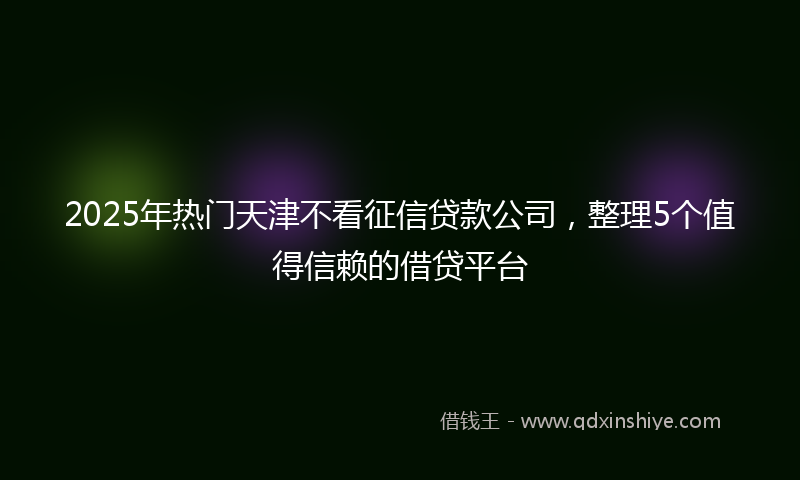 2025年热门天津不看征信贷款公司，整理5个值得信赖的借贷平台