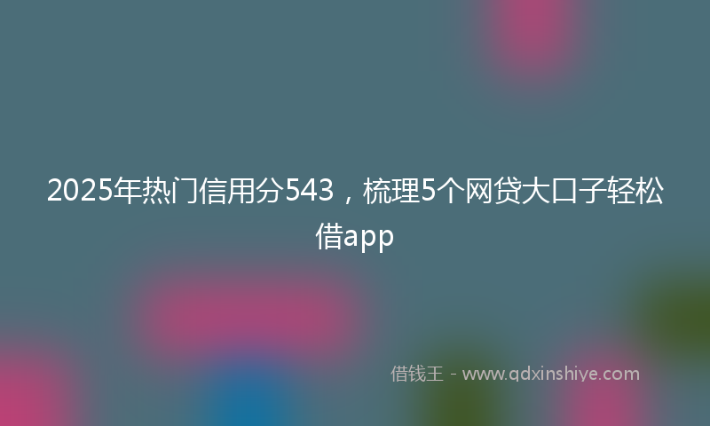 2025年热门信用分543，梳理5个网贷大口子轻松借app