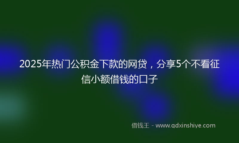 2025年热门公积金下款的网贷，分享5个不看征信小额借钱的口子
