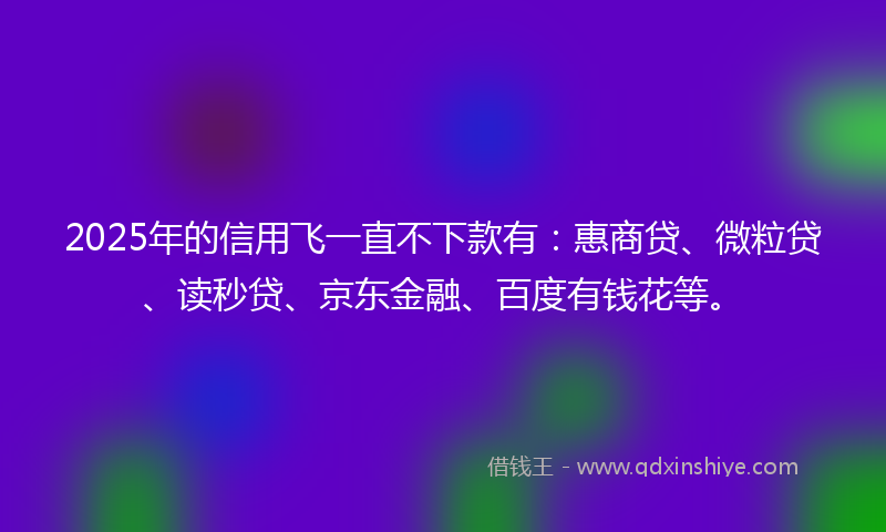 2025年的信用飞一直不下款有：惠商贷、微粒贷、读秒贷、京东金融、百度有钱花等。