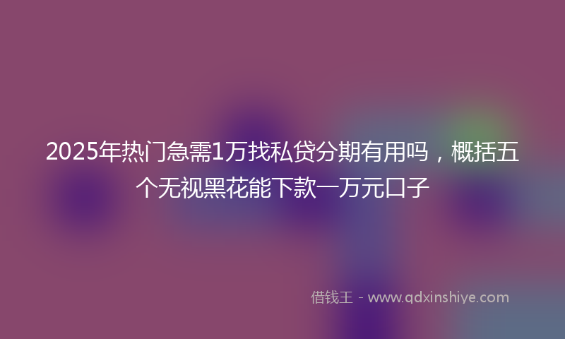 2025年热门急需1万找私贷分期有用吗，概括五个无视黑花能下款一万元口子