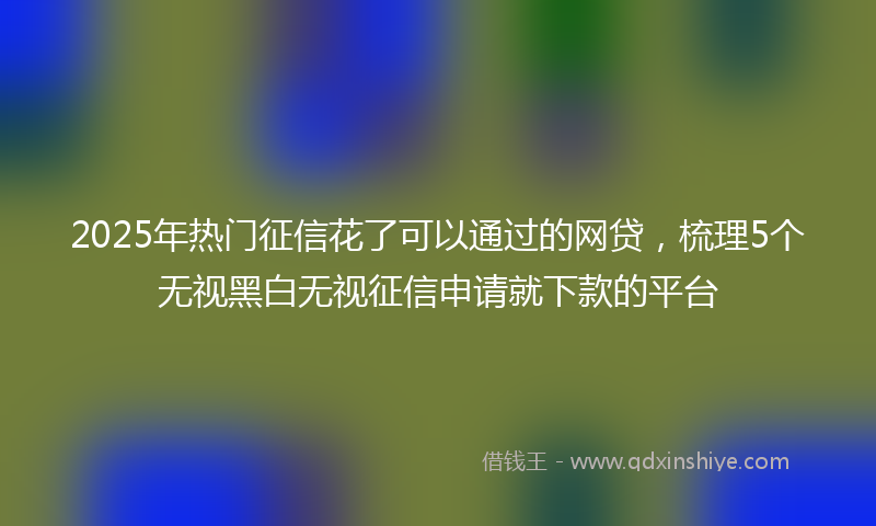 2025年热门征信花了可以通过的网贷，梳理5个无视黑白无视征信申请就下款的平台