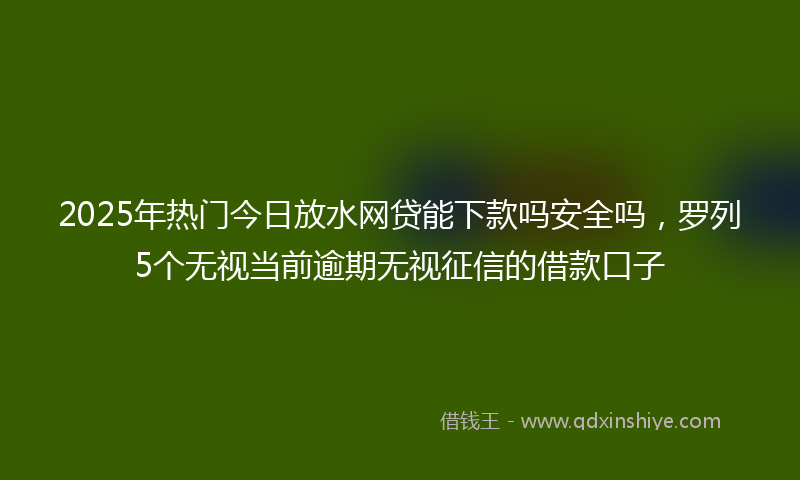 2025年热门今日放水网贷能下款吗安全吗，罗列5个无视当前逾期无视征信的借款口子