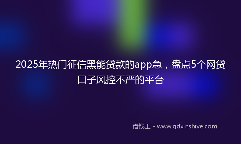 2025年热门征信黑能贷款的app急，盘点5个网贷口子风控不严的平台