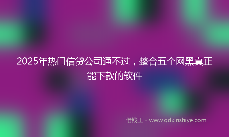 2025年热门信贷公司通不过，整合五个网黑真正能下款的软件