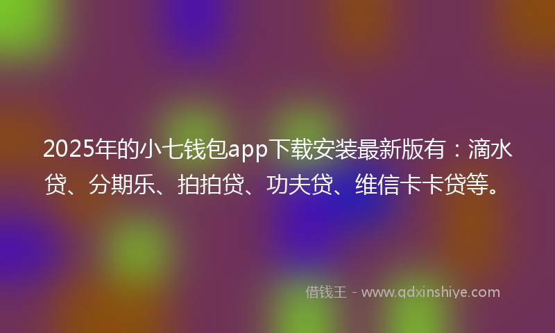 2025年的小七钱包app下载安装最新版有：滴水贷、分期乐、拍拍贷、功夫贷、维信卡卡贷等。