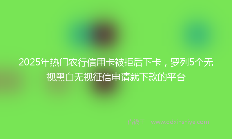 2025年热门农行信用卡被拒后下卡，罗列5个无视黑白无视征信申请就下款的平台