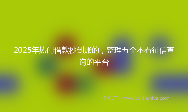 2025年热门借款秒到账的，整理五个不看征信查询的平台