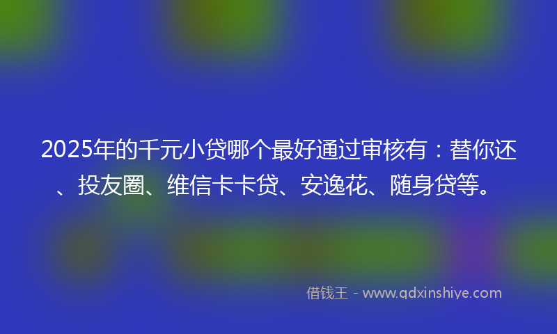 2025年的千元小贷哪个最好通过审核有：替你还、投友圈、维信卡卡贷、安逸花、随身贷等。