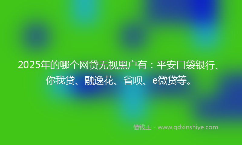 2025年的哪个网贷无视黑户有：平安口袋银行、你我贷、融逸花、省呗、e微贷等。