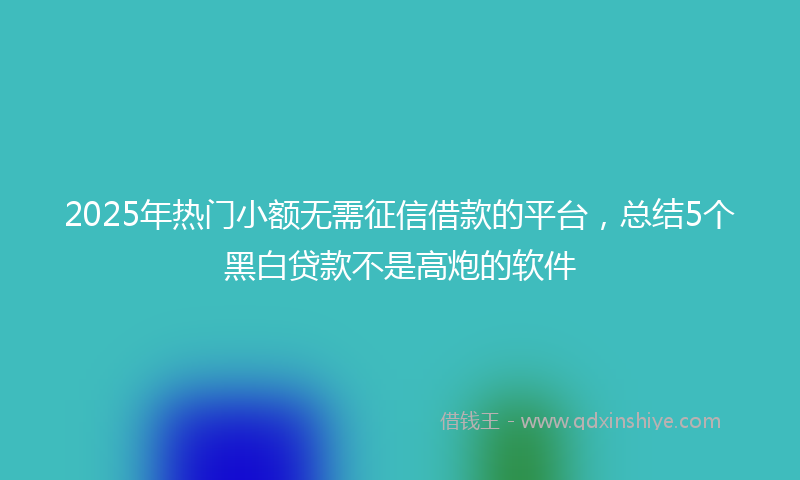 2025年热门小额无需征信借款的平台，总结5个黑白贷款不是高炮的软件