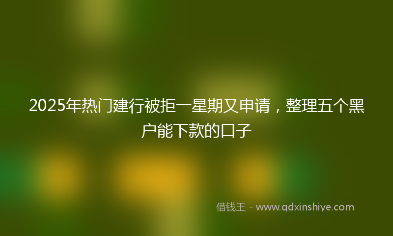 2025年热门建行被拒一星期又申请，整理五个黑户能下款的口子