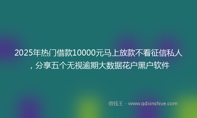 2025年热门借款10000元马上放款不看征信私人，分享五个无视逾期大数据花户黑户软件